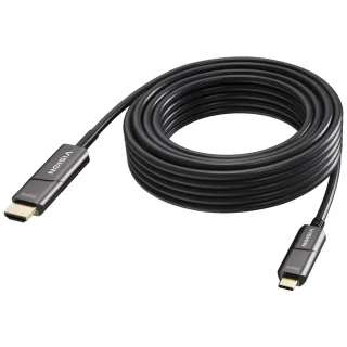 15 m USB C to HDMI cable - 4K at 60 Hz - Gold plated connectors - DP 1.2 - HDMI 2.0 - Supports CEC, EDID, HDR, HDCP 2.2 - USB C 3.2 (m) to HDMI (m) - outer diameter 4.5 mm - 18 Gbps - active om3 fibre optic - black