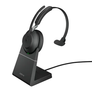 Jabra Evolve2 65 MS Mono - Headset - on-ear - convertible - Bluetooth - wireless - USB-A - noise isolating - black - with charging stand - Certified for Microsoft Teams