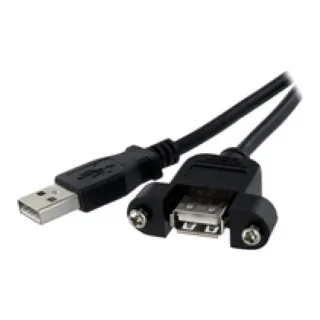 StarTech 3 ft Panel Mount USB Cable A to A F/M - Panel Mount USB Extension USB A-Female to A-Male Adapter Cable 3ft - USB-A (F) Port (USBPNLAFAM3)