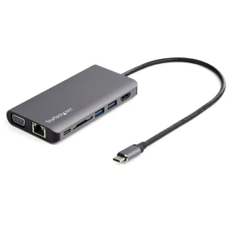 Startech USB C Multiport Adapter, USB-C Mini Travel Dock with 4K HDMI or 1080p VGA, 3x USB 3.0 Hub, SD, GbE, Audio, 100W PD Pass-Through, Portable Docking Station for Laptop/Tablet - USB 3.0 Mini Dock - Docking station - USB-C - VGA, HDMI - 1GbE
