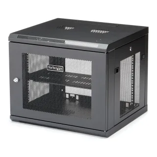 Startech "9U Wall Mount Server Rack Cabinet - 4-Post Adjustable Depth (2"" to 19"") Network Equipment Enclosure with Cable Management (RK920WALM)" - Rack enclosure cabinet - wall mountable - black - 9U