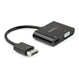 Startech DisplayPort to HDMI VGA Adapter, DisplayPort 1.2 HBR2 to HDMI 2.0 (4K 60Hz) or VGA 1080p Converter Dongle, DP to HDMI or VGA Monitor Adapter, Digital Video Display Adapter - Multiport Video Dongle (DP2VGAHD20) - Adapter - DisplayPort male to HD-15 (VGA), HDMI female - 23.2 cm - black - 4K support
