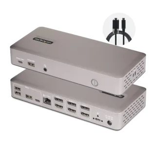 Startech Triple-Monitor USB4 Docking Station, 4K 60Hz HDMI or DisplayPort, 100W Laptop Charging, 2.5GbE, USB-C Multi-Monitor Dock, Driverless - Docking station - USB4 / Thunderbolt 4 - 3 x HDMI, 3 x DP - 1GbE, 2.5GbE - 180 Watt
