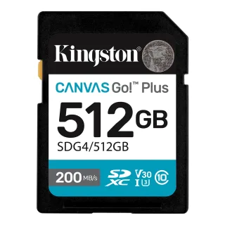 Kingston Canvas Go! Plus - Flash memory card - 512 GB - Video Class V30 / UHS-I U3 / Class10 - SDXC UHS-I