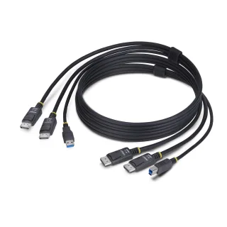 StarTech 6ft (1.8m) Dual-DisplayPort and USB 5Gbps KVM Cable - Keyboard / video / mouse (KVM) cable - USB Type A, DisplayPort (M) to USB Type B, DisplayPort (M) - 1.83 m - 4K60Hz support, HDR10 support - black