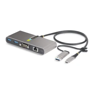 Startech 2-Port USB-C/USB-A Hub with GbE and RS232 Serial, 2x USB-A - Hub - 2 x USB 3.2 Gen 1 - desktop