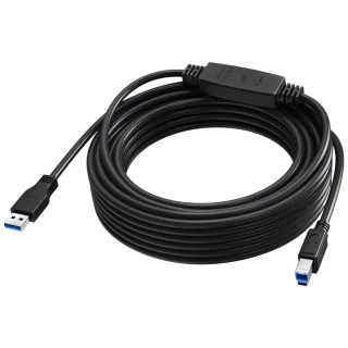 10 m USB 3.0 cable - active booster half way along cable - nickle plated connectors - bandwidth 5 Gbps - USB A (m) to USB B (m) - diameter 5.5 mm - 28+24 awg - black