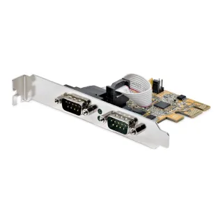Startech 2-Port PCI Express Serial Card, Dual Port PCIe to RS232 (DB9) Serial Interface Card, 16C1050 UART, Standard or Low Profile Brackets, COM Retention, For Windows & Linux - PCIe to Dual DB9 Card (21050-PC-SERIAL-LP) - Serial adapter - PCIe 2.0 low profile - RS-232 x 2 - yellow