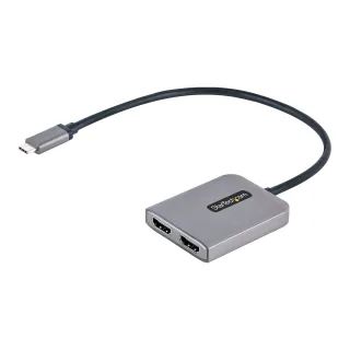 Startech USB-C to Dual HDMI MST HUB, Dual HDMI 4K 60Hz, USB Type C Multi Monitor Adapter for Laptop w/ 1ft (30cm) cable, DP 1.4 Multi-Stream Transport Hub, USB Type C to 2x HDMI Ports - USB-C to HDMI Splitter (MST14CD122HD) - Adapter - USB-C male to HDMI female - grey
