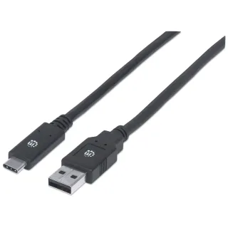 Manhattan 354974 USB-C to USB-A Cable 2M- Male/Male 5GBPS (USB 3.0) Black