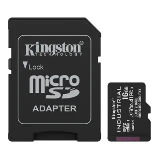 Kingston SDCIT2/16GB Industrial Micro SD Flash Memory Card, 16GB, Class U3 V30 A1, UHS-I U1, Retail Packed
