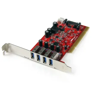 Startech 4 Port PCI SuperSpeed USB 3.0 Adapter Card with SATA/SP4 Power - Quad Port PCI USB 3 Controller Card (PCIUSB3S4)