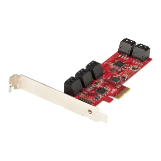 Startech SATA PCIe Card, 10 Port PCIe SATA Expansion card, 6Gbps SATA Card, Low/Full Profile, Stacked SATA Connectors, ASM1062 Non-Raid SATA Controller Card / Adapter - PCI Express to SATA Converter - Storage controller - SATA 6Gb/s - low profile - PCIe 2.0 x2