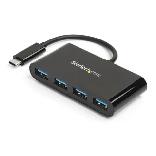 Startech 4-Port USB-C Hub - Portable USB-C to 4x USB-A Hub - Bus-Powered USB 3.1 Gen 1 Type-C Hub - USB 3.0 Port Expander (HB30C4AB) - Hub - 4 x SuperSpeed USB 3.0 - desktop