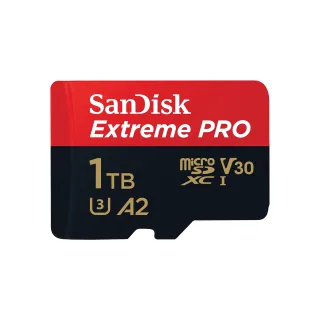 SanDisk Extreme PRO - Flash memory card (microSDXC to SD adapter included) - 1 TB - A2 / Video Class V30 / UHS-I U3 / Class10 - microSDXC UHS-I