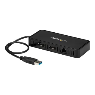 Startech USB 3.0 Mini Dock, Dual Monitor USB-A Docking Station w/ DisplayPort 4K 60Hz Video & Gigabit Ethernet, 1ft (30cm) Cable, Portable USB 3.1 Gen 1 Type-A Laptop Adapter, 4K Dock - DisplayLink Mini Dock (USBA2DPGB) - Docking station - USB - 2 x DP - 1GbE