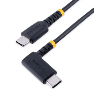 StarTech 1ft (30cm) USB C Charging Cable Right Angle, 60W PD 3A, Heavy Duty Fast Charge USB-C Cable, USB 2.0 Type-C, Durable and Rugged Aramid Fiber, S20/iPad/Pixel - High Quality USB Charging Cord (R2CCR-30C-USB-CABLE)