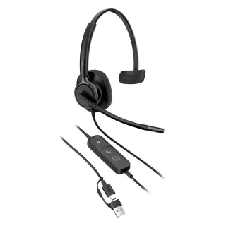 HP Poly Mission 415 - Mission 400 Series - headset - on-ear - wired - active noise cancelling - USB-A, USB-C - black - Zoom Certified, Certified for Microsoft Teams, Google Meet Certified, Works With Chromebook Certified