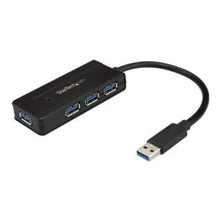 Startech 4 Port USB 3.0 Hub SuperSpeed 5Gbps with Fast Charge Portable USB 3.1/USB 3.2 Gen 1 Type-A Laptop/Desktop Hub, USB Bus Power or Self Powered for High Performance, Mini/Compact - 15W of Shared Power (ST4300MINI) - Hub - 4 x SuperSpeed USB 3.0 - desktop - for P/N: USB312SAT3CB, USB315CB2M, USBLT1MWS, USBLT2MBR, USBLT30CMW, USBLTM1MBK, USBLTM1MWH