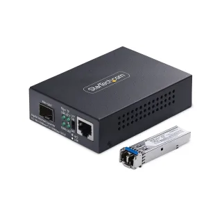 Startech - Fibre media converter - 1GbE - over fibre optic - 10Base-T, 1000Base-LX, 100Base-TX, 1000Base-T - LC Duplex single-mode / RJ-45 - up to 20 km - 1310 nm - TAA Compliant