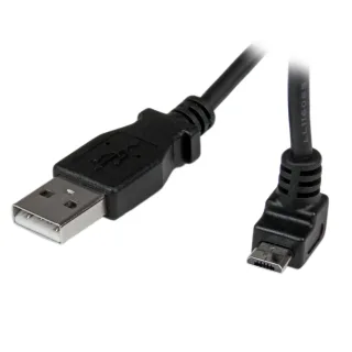 StarTech 2m Micro USB Cable Cord - A to Up Angle Micro B - Up Angled Micro USB Cable - 1x USB A (M), 1x USB Micro B (M) - Black (USBAUB2MU) - USB cable - Micro-USB Type B (M) to USB (M) - USB 2.0 - 2 m - molded, 90° connector - black