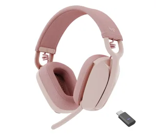 Logitech Zone Vibe Wireless - Headset - full size - Bluetooth - wireless - USB-C via Bluetooth adapter - rose - Certified for Microsoft Teams