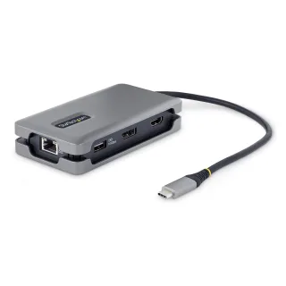 Startech USB-C Multiport Adapter, 4K 60Hz HDMI/DP Video, 3-Port USB Hub, 100W Power Delivery Pass-Through, GbE, USB Type-C Travel Dock w/ Charging, 1ft/30cm Wrap-Around Cable - Mini Laptop Docking Station (DKT31CDHPD3) - Docking station - USB-C - HDMI, DP - 1GbE - 16 Watt