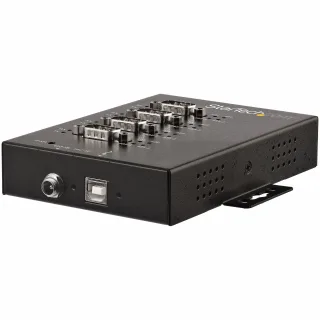 Startech 4 Port Serial Hub USB to RS232/RS485/RS422 Adapter, Industrial USB 2.0 to DB9 Serial Converter Hub, IP30 Rated, Din Rail Mountable Metal Serial Hub, 15kV ESD Protection - 6ft Locking Cable Incl - Serial adapter - USB 2.0 - RS-232/422/485 x 4 + USB 2.0 x 1 - black - TAA Compliant