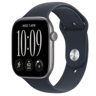 Apple Watch Series 12 (GPS + Cellular) - 46 mm - space grey aluminium - smart watch with sport band - rubber - navy blue - band size: M/L - 64 GB - Bluetooth, LTE, Wi-Fi 4, UWB - 5G - 38.6 g