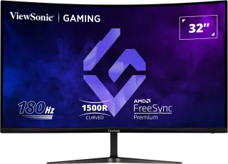 Viewsonic Omni VX3218-PC-MHD 32 Inch Curved Gaming Monitor, Full HD, 165Hz, Freesync, 2xHDMI, DisplayPort, 1ms VESA, Speakers