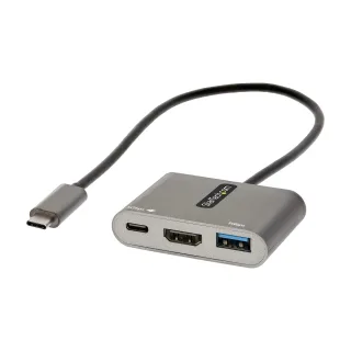 Startech USB C Multiport Adapter, USB-C to HDMI 4K Video, 100W Power Delivery Passthrough Charging, 2-Port USB 3.0 Hub 5Gbps (1xType-C/1xA), USB-C Mini Dock, USB-C Travel Dock - Portable Laptop Docking Station - Docking station - USB-C / Thunderbolt 3 / Thunderbolt 4 - HDMI