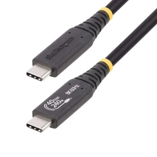StarTech 1m (3.3ft) USB4 Cable, USB-IF Certified USB-C Cable, 40 Gbps - USB cable - USB-C (M) to USB-C (M) - USB4 / Thunderbolt 3 / Thunderbolt 4 / DisplayPort 1.4 - 48 V - 5 A - 1 m - halogen-free, passive, 4K120Hz support, 8K60Hz support, extended power range (EPR), Power Delivery 3.1 support - black
