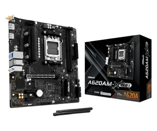 ASRock A620AM-X WIFI AMD AM5 Socket Motherboard, Micro-ATX, 2x DDR5 Slots, 2x M.2 Sockets, 2.5GbE LAN, Wi-Fi 5, 1x HDMI Port / 1x DisplayPort