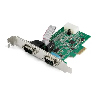 Startech 2-port PCI Express RS232 Serial Adapter Card, PCIe RS232 Serial Host Controller Card, PCIe to Dual Serial DB9 COM Port Card, 16950 UART, Expansion Card, Windows, macOS, Linux - Full/Low-Profile (PEX2S953) - Serial adapter - PCI Express x1 - RS-232 x 2