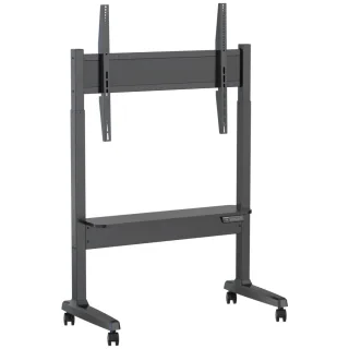 Display floor stand trolley - motorised - steel cart fits display 40 to 86" with VESA sizes up to 800 x 600 - motorised height adjustment 400 mm - no tilt adjustment - wide bottom shelf - locking wheels - SWL 60 kg - black