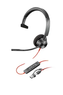 HP Poly Blackwire 3310 - Blackwire 3300 series - headset - on-ear - wired - USB-A - black - Certified for Microsoft Teams, UC certified