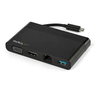 Startech USB C Multiport Adapter with HDMI, VGA, Gigabit Ethernet & USB 3.0, USB C to 4K HDMI or 1080p VGA Display Mini Dock Hub, USB Type-C Travel Docking Station for USB-C Laptops - Portable USB-C Dock (DKT30CHVCM) - Docking station - USB-C - VGA, HDMI - 1GbE