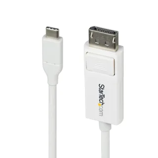 StarTech 6.6ft (2m) USB C to DisplayPort 1.2 Cable, Bidirectional - DisplayPort cable - USB-C (M) to DisplayPort (M) - Displayport 1.2/Thunderbolt - 1.9 m - active, bi-directional, 4K60Hz support - white