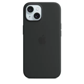 Apple - Back cover for mobile phone - MagSafe compatibility - silicone - black - for iPhone 15