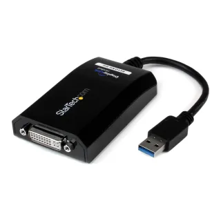 StarTech USB 3.0 to DVI / VGA Adapter - 2048x1152 - External Video & Graphics Card - Dual Monitor Display Adapter Cable - Supports Mac & Windows (USB32DVIPRO) - USB / DVI adapter - USB Type A (M) to DVI-I (F) - USB 3.0 - 15.2 cm - 2048 x 1152 support - black - for P/N: DVIDDMM10, DVIDDMM6, DVIDSMM10, DVIMM6, DVISPL1DD, HDDVIMM3, HDMIDVIMM10, HDMIDVIMM6