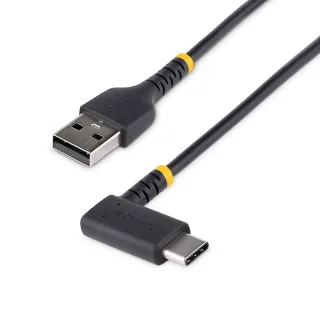 StarTech 1ft (30cm) USB A to C Charging Cable Right Angle, Heavy Duty Fast Charge USB-C Cable, USB 2.0 A to Type-C, Durable and Rugged Aramid Fiber, 3A, S20/iPad/Pixel - High Quality USB Charging Cord (R2ACR-30C-USB-CABLE) - USB cable - USB (M) straight to USB-C (M) right-angled - Thunderbolt 3 / USB 2.0 - 3 A - 30 cm - black