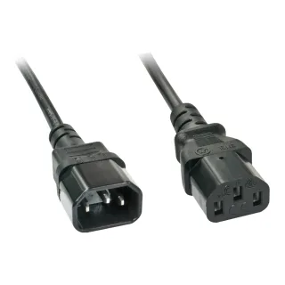 Lindy 30331 2m IEC C14 (Kettle) To IEC C13 (Kettle) Mains Extension Cable - Black, Perfect for use in Offices, Control Rooms, Digital Signage and Home Theatre Setups