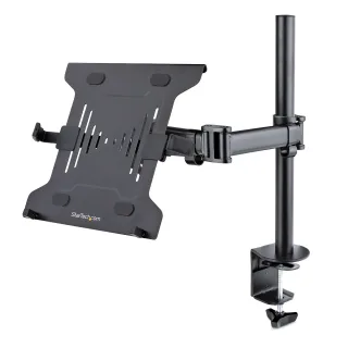 Startech Laptop Desk Mount, Monitor and Laptop Mount for Desk, Displays 34in (8kg/17.6lb) & Laptops (4.5kg/9.9lbs), Adjustable & Articulating VESA Laptop Tray Arm - Desk Monitor Mount - Clamp / Grommet Mount (A-LAPTOP-DESK-MOUNT) - Mounting kit (tray, articulating arm, desk clamp mount, pole) - for monitor / notebook - plastic, steel - black - screen size: 13"-34" - notebook mount