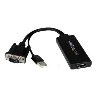 Startech VGA to HDMI Adapter with USB Audio & Power - Portable VGA to HDMI Converter - 1080p - Adapter cable - HD-15 (VGA), USB Type B male to HDMI female - 26 cm - black - USB power, 1080p support, active