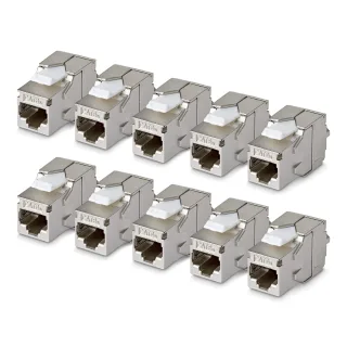 Startech - Keystone jack - shielded, 180°, toolless - CAT 6a - STP - RJ-45 - silver - TAA Compliant (pack of 10)