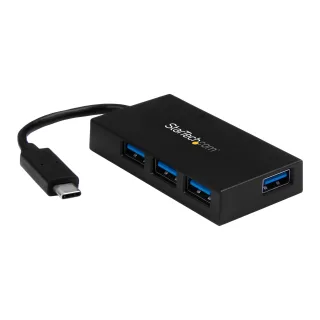 Startech 4 Port USB C Hub with 4x USB-A Ports USB 3.0 (USB 3.1/3.2 Gen 1 SuperSpeed 5Gbps), USB Bus or Self Power, Portable USB Type-C to USB-A BC 1.2 Charging Hub w/Power Adapter - Windows/macOS/Linux (HB30C4AFS) - Hub - 4 x SuperSpeed USB 3.0 - desktop