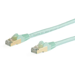 Startech 5m CAT6A Ethernet Cable, 10 Gigabit Shielded Snagless RJ45 100W PoE Patch Cord, CAT 6A 10GbE STP Network Cable w/Strain Relief, Aqua, UL Certified Wiring/TIA - Category 6A - 26AWG (6ASPAT5MAQ)