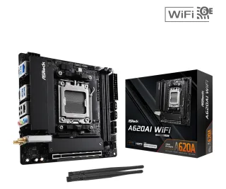 ASRock A620AI WIFI AMD AM5 Socket Motherboard, Mini-ITX, 2x DDR5 Slots, 2x M.2 Sockets, 2.5GbE LAN, Wi-Fi 6E, 1x HDMI Port