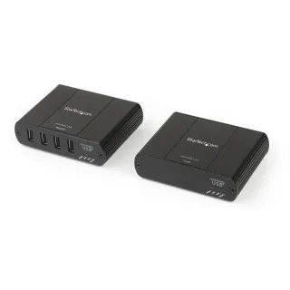 Startech 4 Port USB 2.0 Extender Hub over Single CAT5e/CAT6 Ethernet Cable (RJ45), 330ft (100m), USB Extender Adapter, Externally Powered, 480 Mbps, Metal USB Extender Kit - Power/Link LEDs (USB2004EXT100)