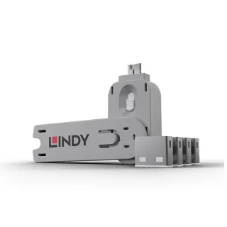 Lindy 40454 USB Port Security Kit White 1 X USB Key + 4 X USB Locks